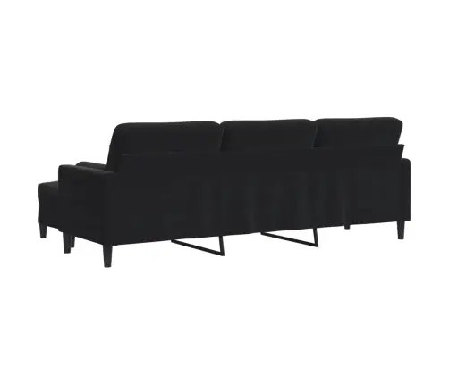 Trivietė Sofa Su Pakoja, Juodos Spalvos, 210cm Aksomas