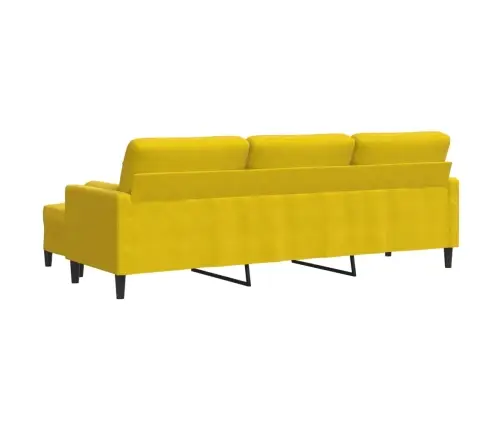 Trivietė Sofa Su Pakoja, Geltona, 210cm Aksomas