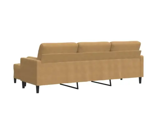 Trīsvietīgs Dīvāns Ar Kājsoliņu, 210 Cm, Brūns Samts Vidaxl