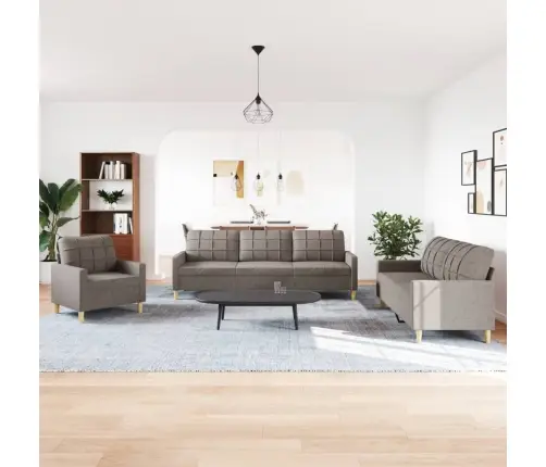 Trīsdaļīgs Dīvānu Komplekts, Pelēkbrūns Audums Vidaxl