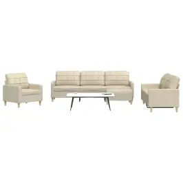 4-Osaline Diivanikomplekt Jalapingiga, Kreemjas, Kangas