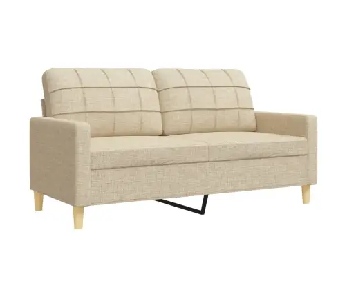 Trīsdaļīgs Dīvānu Komplekts Ar Spilveniem, Krēmkrāsas Audums Vidaxl