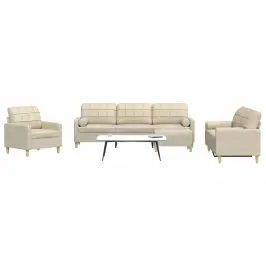 Četrdaļīgs Dīvānu Komplekts Ar Kāju Balstu Un Spilveniem, Bēšs Vidaxl Četrdaļīgs Dīvānu Komplekts Ar Kāju Balstu Un Spilveniem, Bēšs Vidaxl