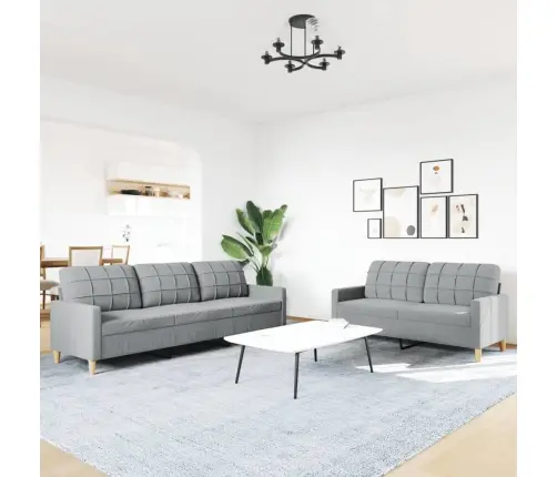 Divdaļīgs Dīvānu Komplekts, Gaiši Pelēks Audums Vidaxl