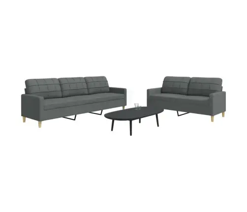 Sofos Komplektas, 2 Dalių, Tamsiai Pilkos Spalvos, Audinys