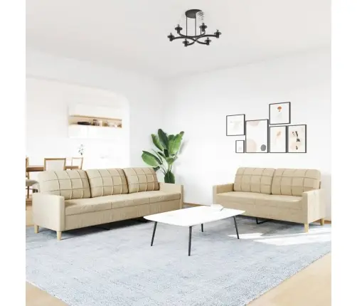 Divdaļīgs Dīvānu Komplekts, Krēmkrāsas Audums Vidaxl