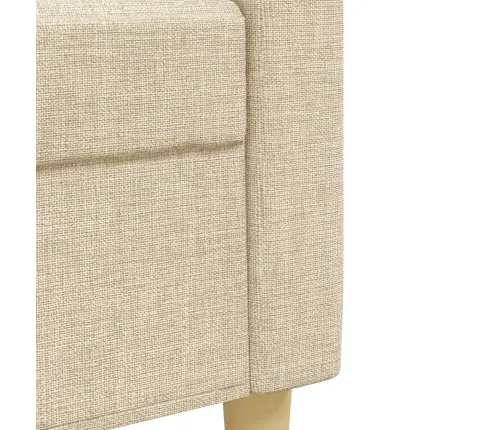 Trīsdaļīgs Dīvānu Komplekts Ar Kāju Balstu, Krēmkrāsas Audums Vidaxl