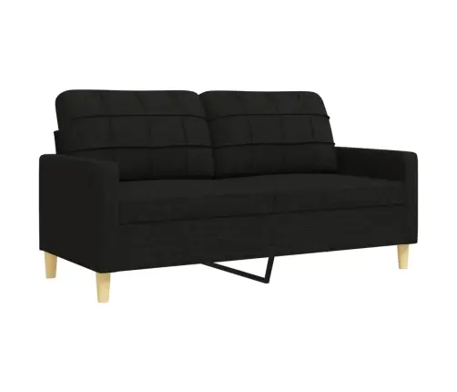 Trīsdaļīgs Dīvānu Komplekts Ar Kāju Balstu, Melns Audums Vidaxl