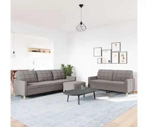 Trīsdaļīgs Dīvānu Komplekts Ar Kāju Balstu, Pelēkbrūns Audums Vidaxl