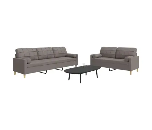 Divdaļīgs Dīvānu Komplekts Ar Spilveniem, Pelēkbrūns Audums Vidaxl