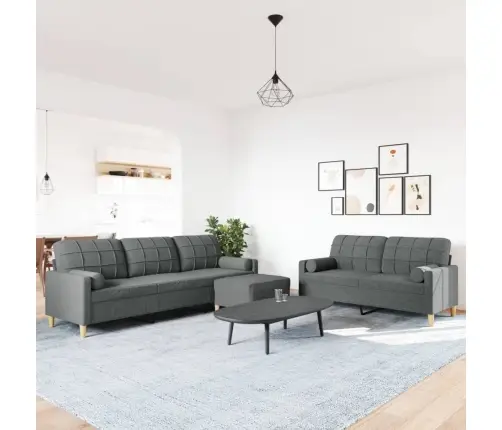 3-Osaline Diivanikomplekt Patjadega, Tumehall, Kangas