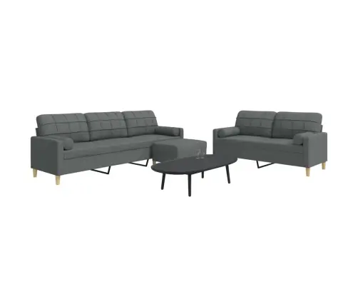 3-Osaline Diivanikomplekt Patjadega, Tumehall, Kangas