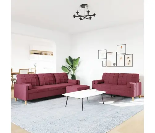 3-Osaline Diivanikomplekt Patjadega, Veinipunane, Kangas