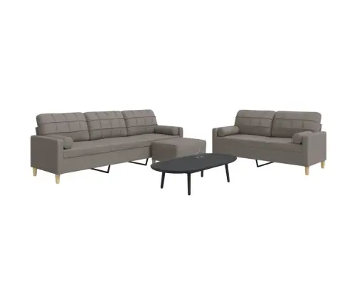 3-Osaline Diivanikomplekt Patjadega, Pruunikashall, Kangas