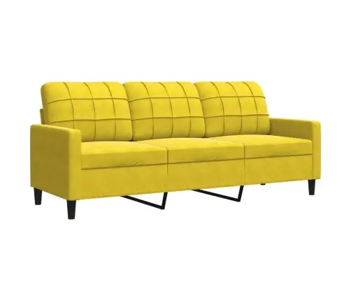 Trīsdaļīgs Dīvānu Komplekts Ar Spilveniem, Dzeltens Samts Vidaxl