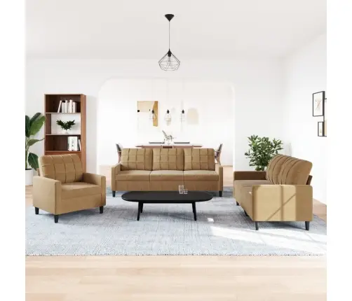 Trīsdaļīgs Dīvānu Komplekts Ar Spilveniem, Brūns Samts Vidaxl