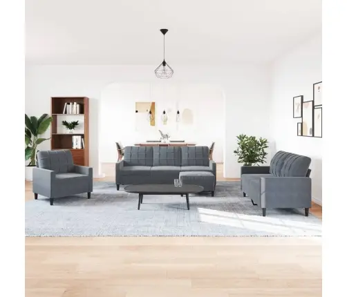 Četrdaļīgs Dīvānu Komplekts Ar Spilveniem, Tumši Pelēks Samts Vidaxl