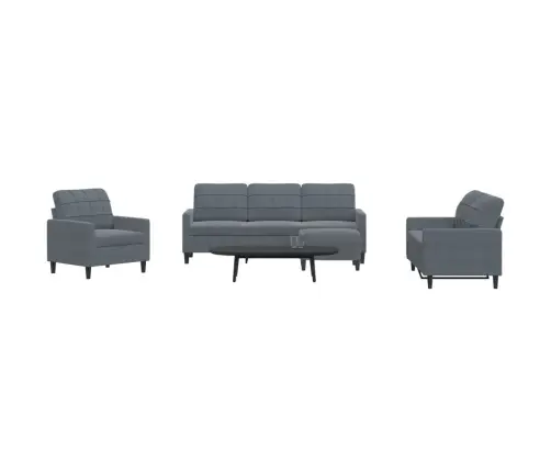 Četrdaļīgs Dīvānu Komplekts Ar Spilveniem, Tumši Pelēks Samts Vidaxl