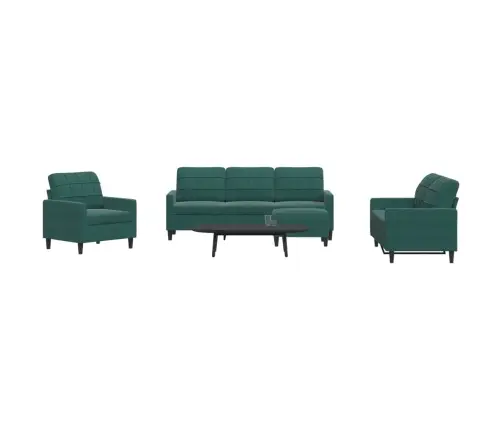 Četrdaļīgs Dīvānu Komplekts Ar Spilveniem, Tumši Zaļš Samts Vidaxl