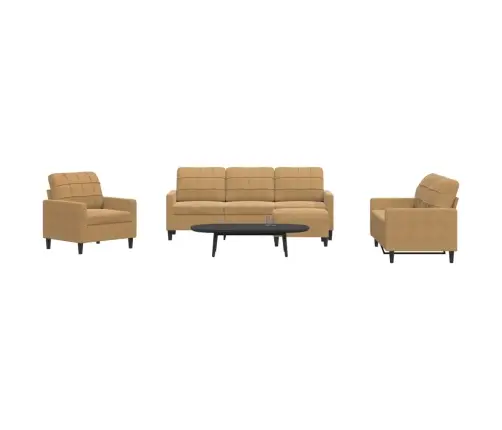 4-Osaline Diivanikomplekt Patjadega, Pruun, Samet