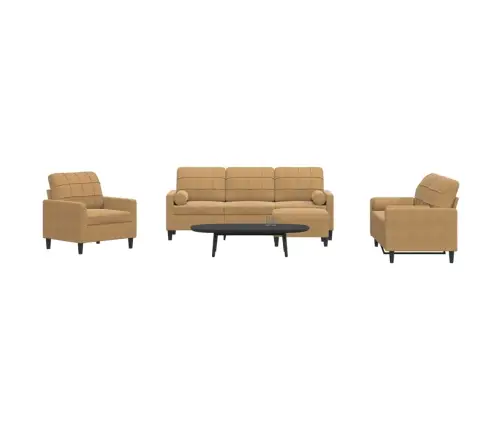 Četrdaļīgs Dīvānu Komplekts Ar Spilveniem, Brūns Samts Vidaxl