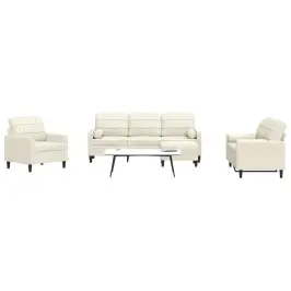 4-Osaline Diivanikomplekt Patjadega, Kreemjas, Samet