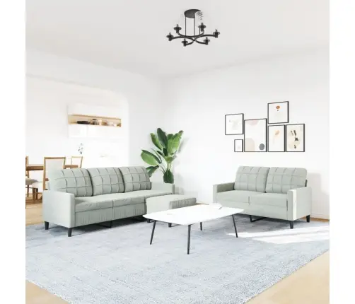 Trīsdaļīgs Dīvānu Komplekts Ar Spilveniem, Gaiši Pelēks Samts Vidaxl