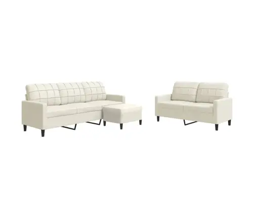 Trīsdaļīgs Dīvānu Komplekts Ar Spilveniem, Krēmkrāsas Samts Vidaxl