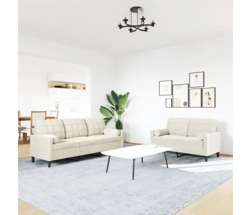 Divdaļīgs Dīvānu Komplekts Ar Spilveniem, Krēmkrāsas Samts Vidaxl