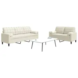 Divdaļīgs Dīvānu Komplekts Ar Spilveniem, Krēmkrāsas Samts Vidaxl