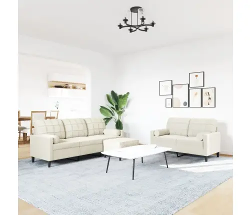 Trīsdaļīgs Dīvānu Komplekts Ar Spilveniem, Krēmkrāsas Samts Vidaxl