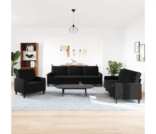Trīsdaļīgs Dīvānu Komplekts Ar Spilveniem, Melns Samts Vidaxl