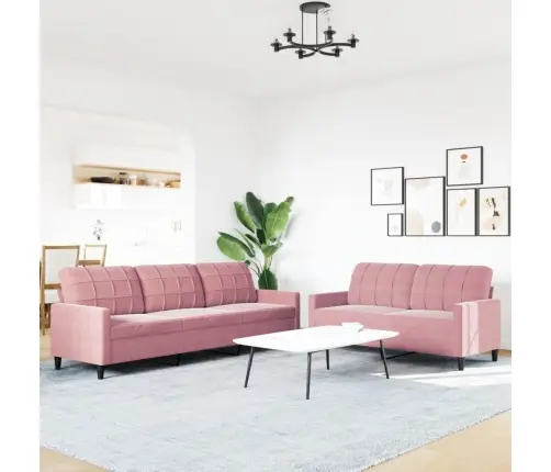Divdaļīgs Dīvānu Komplekts Ar Spilveniem, Rozā Samts Vidaxl