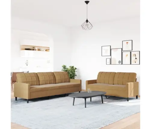 Divdaļīgs Dīvānu Komplekts Ar Spilveniem, Brūns Samts Vidaxl Divdaļīgs Dīvānu Komplekts Ar Spilveniem, Brūns Samts Vidaxl