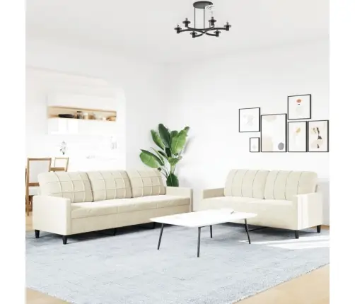 Divdaļīgs Dīvānu Komplekts Ar Spilveniem, Krēmkrāsas Samts Vidaxl