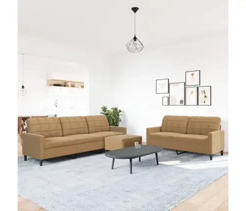 Trīsdaļīgs Dīvānu Komplekts Ar Spilveniem, Brūns Samts Vidaxl