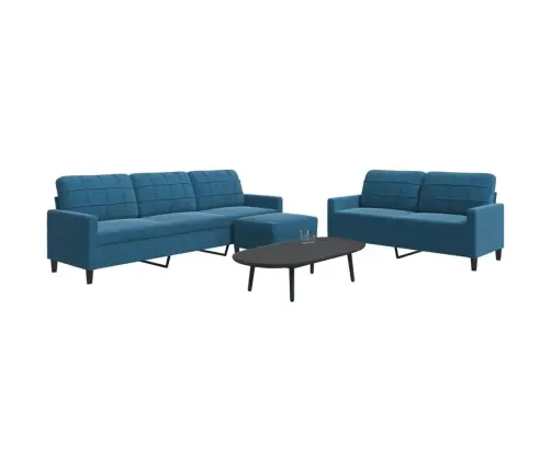 Trīsdaļīgs Dīvānu Komplekts Ar Spilveniem, Zils Samts Vidaxl