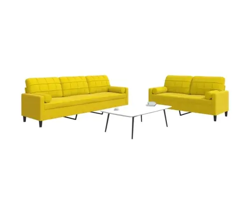 2-Osaline Diivanikomplekt Patjadega, Kollane, Samet