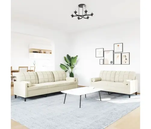 Divdaļīgs Dīvānu Komplekts Ar Spilveniem, Krēmkrāsas Samts Vidaxl