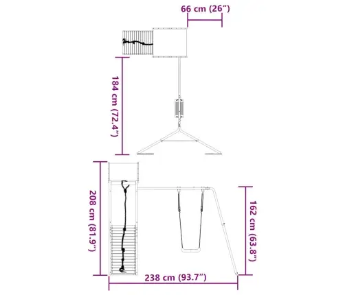 Lauko Žaidimų Aikštelės Komplektas, Pušies Medienos Masyvas