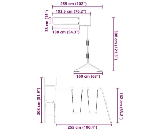 Āra Rotaļu Laukums, Impregnēts Priedes Koks Vidaxl