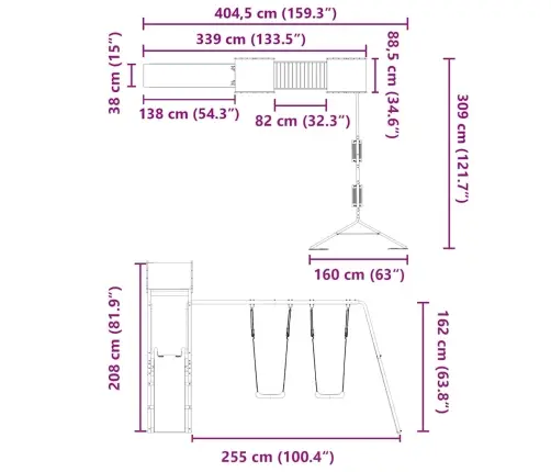 Āra Rotaļu Laukums, Priedes Masīvkoks Vidaxl