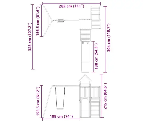 Āra Rotaļu Laukums, Impregnēts Priedes Koks Vidaxl
