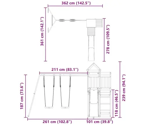 Āra Rotaļu Laukums, Impregnēts Priedes Koks Vidaxl
