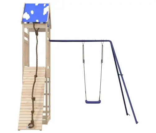 Lauko Žaidimų Aikštelės Komplektas, Pušies Medienos Masyvas