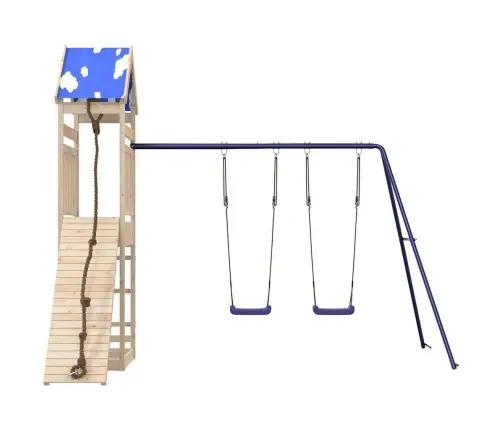 Lauko Žaidimų Aikštelės Komplektas, Pušies Medienos Masyvas