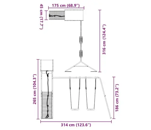 Lauko Žaidimų Aikštelės Komplektas, Pušies Medienos Masyvas