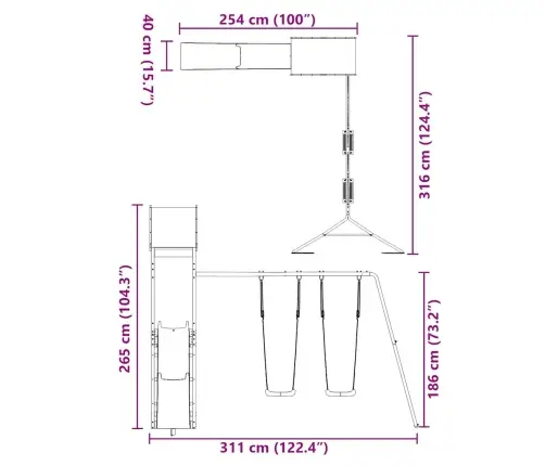 Āra Rotaļu Laukums, Priedes Masīvkoks Vidaxl