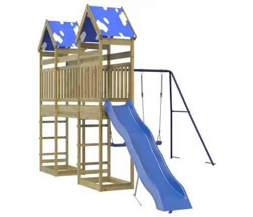 Lauko Žaidimų Aikštelės Komplektas, Impregnuota Pušies Mediena