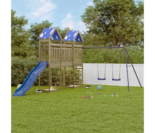 Lauko Žaidimų Aikštelės Komplektas, Impregnuota Pušies Mediena
